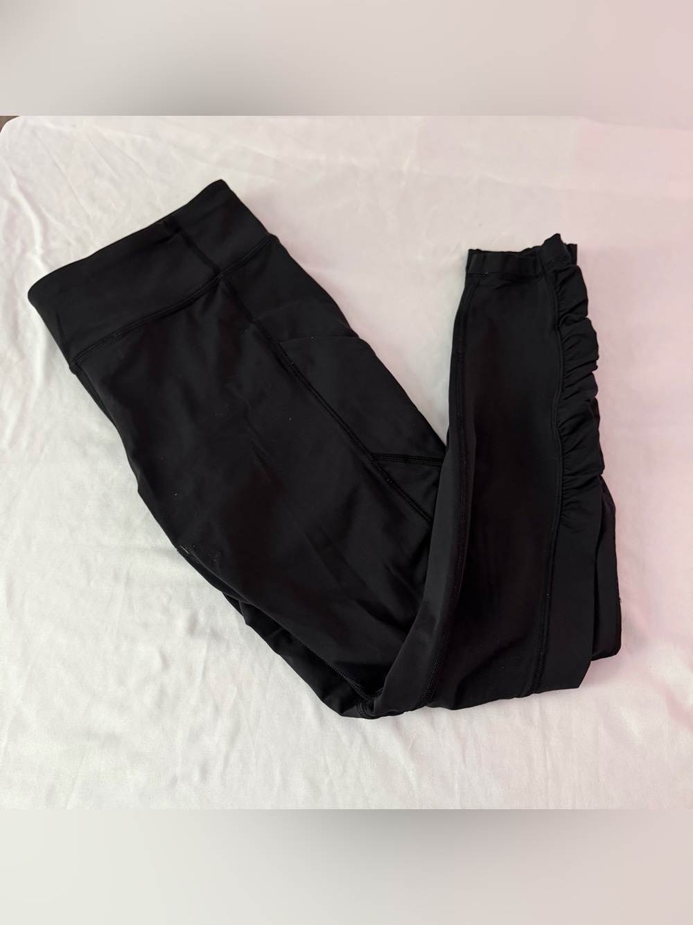 Lululemon Speed Tight IV Black Ruched Ankle Running Leggings Size 12 Reflective‎